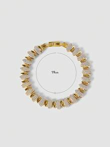 MortiRose 18K Gold-Plated Zirconium Elliptical Splicing Fashion Bracelet - Yellow Gold - View 6