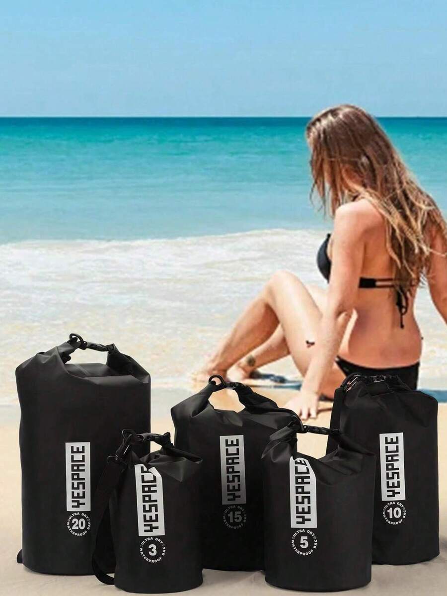 Found Favorite 5L/10L Waterproof PVC Dry Bag Backpacks, Unisex, Suitable For Outdoor Sports Such As Swimming, Boating, Kayaking, Camping, And Beach Activities. - Black - View 1