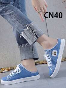 Women'S Casual Canvas Slip-On Flat Sneakers Loafer Shoes - Blue - View 11