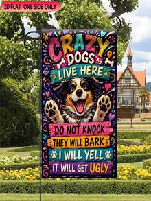 1PC 2D Flat "Beware Of Dog" Garden Flag, Durable Polyester Single-Sided For Yard, Lawn, Patio, Home, Beach, Summer Holiday Outdoor Decor, No Pole Included - multicolor - View 10