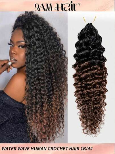 Tóc móc Boho Braids Miracle Knots tóc thật móc sóng nước 18 inch 120g tóc móc lông vũ cho nữ chia sẵn tàng hình ướt và xoăn T1B/4