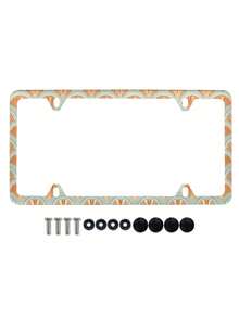 1PC Vintage Fan Shape Printed Aluminum License Plate Frame Rustproof Waterproof Weather Resistant Fade Resistant Durable Car Exterior Accessories Universal Fit US Standard Auto Tag Holder With Screws Kit Decorative Frame For Vehicle SUV Truck - A - View 8