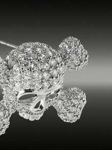 MortiRose Diamond Skull Versatile Sweet Cool Earrings - Silver - View 3
