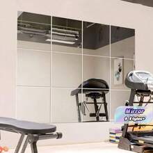4/8/12pcs Classic Square Wall Mirror Tiles, Easy To Adhere Install, Frameless Full-Body Mirror, Suitable For Bedroom, Home Gym, Dorm Decor, Modern Aesthetic, Decorative Wall Mirror - Multicolor - View 2