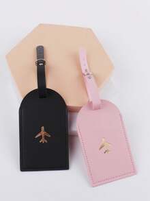 Found Favorite 2PCS Fashionable And Lightweight Suitable For Flight Back To School Simple Style Fashionable Style Airplane Pattern Luggage Card Travel Set - Black + Pink - View 5