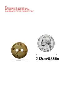 2-Hole Round Wooden Buttons Engraved Vintage Clock Dial Scale Pattern, Natural Wood Sewing Buttons For Shirts Dresses DIY Garment Accessories - multicolor - View 4
