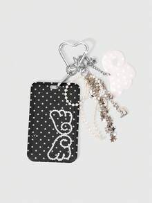 ROMWE 1 Set Of Fashionable Star Wing Card Cover Printed Picture Plus Fringed Beaded Bag Accessory Buckle, Sweet And Cool, Spice Girl Y2K Is Suitable For Dec - star - View 1