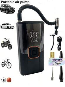 Wireless Air Pump, Portable Car Tire Inflator, Electric Car Tire High Pressure Air Pump, USB Rechargeable Fast Inflation, - Multicolor - View 3