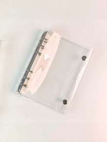 1PC A5/A6/A7 Clear 6-Ring Binder – Zipper Pouch & Snap Closure File Organizer, PVC Document Holder For Office School, Photo Card Receipt Storage, Scrapbook Sticker Album - Transparent - View 10