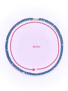Popjeli Women's  Blue Tennis Chain Necklace Full Round  Sparkling Adjustable Necklace For Party Daily Jewelry - Blue tennis chain necklace - View 8