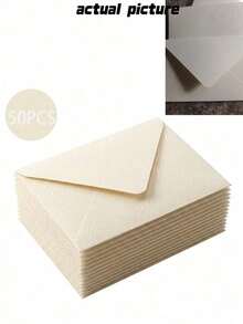 10/20/50pcs Cream White Wood Grain Envelope (16.5*11cm(6.5*4.33in) Envelope Minimalist Artistic Style Triangle Seal Design Delicate Texture Vintage Atmosphere Soft Light Texture Suitable For Wedding Invitations, Business Invitations, - multicolor - View 11