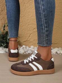 Casual Summer Women'S Sneakers With Soft Sole And Striped Pattern, New Spring 2025 Collection - 2615-1 Brown - View 5