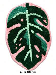 Joivida Tropical Leaf Shaped Rug Made With Non-Slip Backing. It Absorbs Water Quickly To Keep Floors Dry, And Fits Nicely In Bathrooms, Entryways, Bedrooms And Living Spaces To Add Natural Green Decorative Vibes. - multicolor - View 21