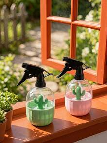Joivida 1/2Pcs Plastic Watering Sprinkler Can, Cactus Shaped Watering Can, Small Pneumatic Watering Spray Bottle, Suitable For Gardening, Disinfection Sprayer - multicolor - View 4