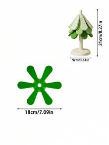 Joivida 1PC/1SET Tree Shaped Foldable Heat Resistant Trivet, Gradient Green Silicone Pad With Creative Tree Modeling, Smooth Solid Surface And Split Foldable Design, Works As Anti-Scald Table Protector To Block High Temperature And Prevent Tabletop Scratches - Multicolor - View 9