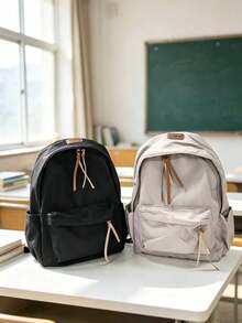 1pc Casual College Style Solid Color Student Backpack, Multi-Pocket Lightweight Casual School Day Bag, Large Capacity Bookbag, Suitable For Students/Graduates/Postgraduates, Applicable For Back To School Season, Campus Learning, Short Trips, Outdoor - Multicolor - View 2