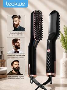 Teckwe US Plug 2-In-1 Straightening Brush, Electric Straightener And Curler, Portable Electric Straightening Comb - Multicolor - View 1
