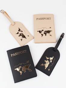 Found Favorite Fashionable, Lightweight, Simple, Fashionable, Passport Holder, Luggage Tag, Travel Set Of 4 Pieces - Multicolor - View 1