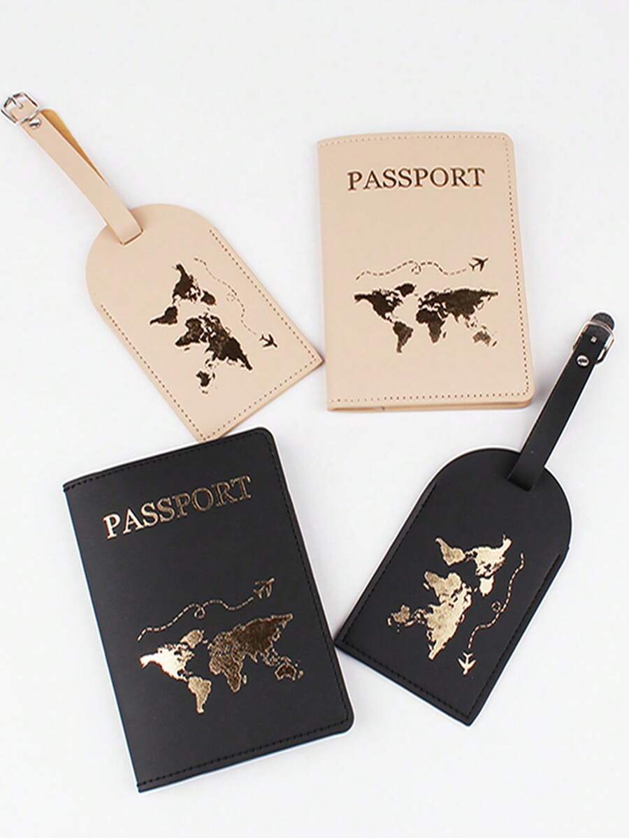 Found Favorite Fashionable, Lightweight, Simple, Fashionable, Passport Holder, Luggage Tag, Travel Set Of 4 Pieces - Multicolor - View 1