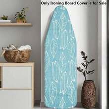 1pc Blue Leaf Pattern Ironing Board Cover | Polyester Material, Heat Resistant, Elastic Edge, Easy To Install, Machine Washable, Fits Most Ironing Board Sizes, Cover Only - Blue Leaf - View 9