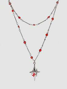 MortiRose 1pc Gothic Punk Pendant Necklace, Cross Necklace, Heart Necklace, Star Necklace, Adjustable Necklace, Layered Necklace, Suitable For Women/Men/Couples Daily Wear, Party Gift, Holiday Gift, Halloween Gift - Multicolor - View 10