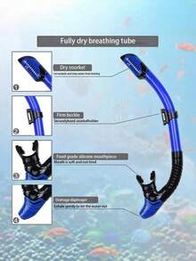 1Set Adult Full Face Snorkel Mask Set, Adjustable Diving Fins With Dry Snorkel & Travel Bag, Anti-Fog Anti-Leak Snorkeling Gear For Swimming Training - Multicolor - View 4