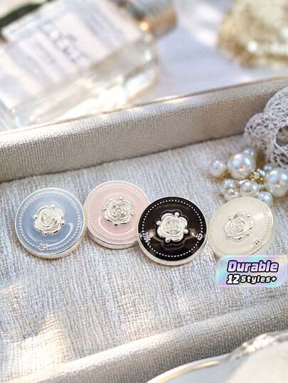 1 Pack 10 Pieces Vintage Round Rose Flower Metal Buttons Decorative Fasteners For Women Outerwear Sweater Wool Coat Suit Diy Sewing Accessories