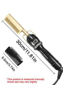 Teckwe US Plug Professional Ceramic Hot Comb Straightener And Curling Iron – Multifunctional Copper Hair Straightening Comb – Hot Comb Straightener – Multifunctional Styling Tool For Daily Home Use – Gold Ceramic Hot Comb For Women's Hair - Multicolor - View 7