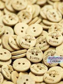 2-Hole Round Natural Wooden Buttons Engraved Cute Little Elephant Pattern, Cartoon Animal Sewing Buttons For Baby Clothes Kids Dress DIY Garment Accessories - multicolor - View 1