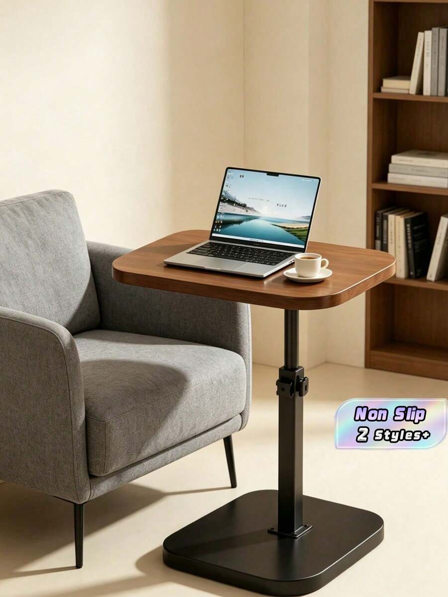 1PC Standard Size Adjustable Height Tilting Desktop Mobile Laptop Side Table With Smooth Rolling Casters Sturdy Metal Frame Easy Carry Portable Multi-Functional Ergonomic Non-Slip Base Durable Lightweight For Home Office - Multicolor - View 1
