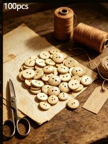 2-Hole Round Wooden Buttons Engraved Vintage Clock Dial Scale Pattern, Natural Wood Sewing Buttons For Shirts Dresses DIY Garment Accessories - multicolor - View 11