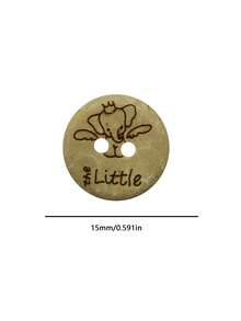 2-Hole Round Natural Wooden Buttons Engraved Cute Little Elephant Pattern, Cartoon Animal Sewing Buttons For Baby Clothes Kids Dress DIY Garment Accessories - multicolor - View 3
