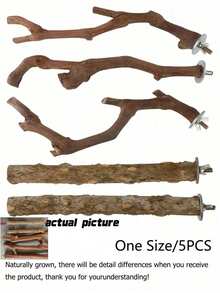 Bird Supplies Bird Cage Accessories Toys 5pcs Parrot Perch Set 3 Grapevine Perches 2 Stands Claw-Shaped Frosted Parrot Chewing Training Branch Suitable For Parrots, Medium And Small Birds Holiday Gift - Multicolor - View 15