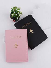 Found Favorite Fashionable And Lightweight, Suitable For Flying Back To School, Simple Style, Fashionable Style, Airplane Pattern, Passport Clip, Travel 2 Pieces Set - Multicolor - View 1