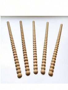 10pcs Unfinished Semi-Circle Beaded Wooden Trim, Suitable For Diy Decoration, Cabinets, Furniture, Inlay, Shiplap, And Other Projects - Beige - View 4