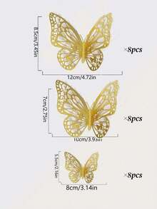 12Pcs/24Pcs Hollow Butterfly Wall Decals 3D Butterflies Stickers DIY Removable PVC Refraction Shiny Gold Silver Rose Gold Multicolor Art Decor For Girls Bedroom Wedding Decoration Living Room Home Decor - Rose Gold - View 15