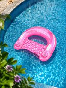 1pc Candy Color U-Shaped Inflatable Pool Float, Adult Floating Lounger Chair For Summer Beach Swimming, Durable PVC Pool Accessory, Great For Party Relaxation - Multicolor - View 13