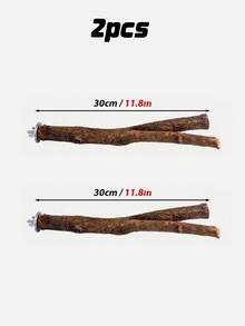 1pc Handmade Wooden Durable Bird Perch Stand, Comfortable Bird Chewing Stick, Fun Bird Toy & Accessories, Natural Wood Variations (Weight & Shape Slightly Differ) - Brown - View 11