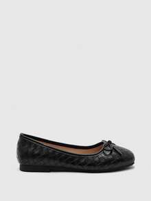 CUCCOO BIZCHIC Women's Flat Shoes With Bow Decor, Fashionable Versatile For Daily Commute And Office - Black - View 4