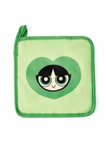 THE POWERPUFF GIRLS X SHEIN 1pc/2 Pcs Cute Cartoon Print Kitchen Insulation Set, Insulation Mat, A Must For Kitchen Baking, Effectively Isolating Heat Sources, Single/Combination - Green - View 5
