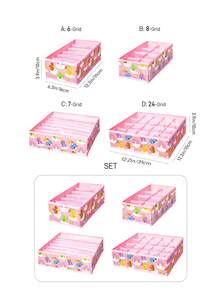 SHEIN X Care Bears Care Bears Printed Fabric Drawer Storage Set, Multi Size Storage Box With Divider Panel Foldable Underwear Socks Storage Box Suitable For Wardrobes And Dressers - Pink - View 8