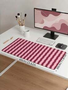 1Pc Large Non Slip Desk Mat Pink Burgundy Wavy Lines Mouse Pad Waterproof Durable Smooth Surface Office Gaming Accessory For Work Study Home Computer Keyboard - Mouse Pad - View 10
