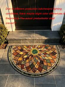 American Style Semi-Circle Crystal Velvet Doormat, Water Absorbent Entrance Mat, Stain Resistant Rug For Bathroom Kitchen Entryway - A - View 8