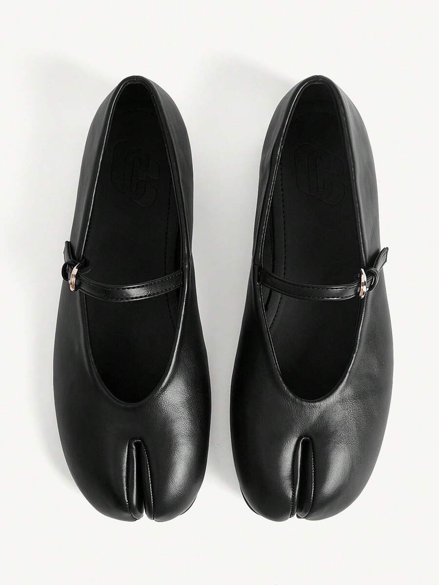 CUCCOO CHICEST Women's Black Striped Toe Cap Flat-Soled Shoes - Black - View 1