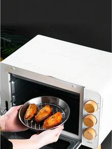 1pc Stainless Steel Round Baking Pan With Oil Drain Rack, Air Fryer Compatible Grease Strainer Tray For Grilling Roasting Food - multicolor - View 4