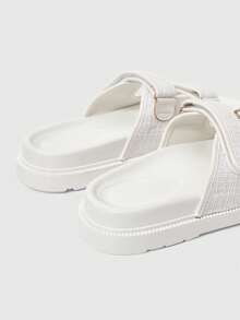 HighSole 女士交叉带罗马凉鞋，平底拖鞋，2025年夏季新品 - 白色 - 查看 6