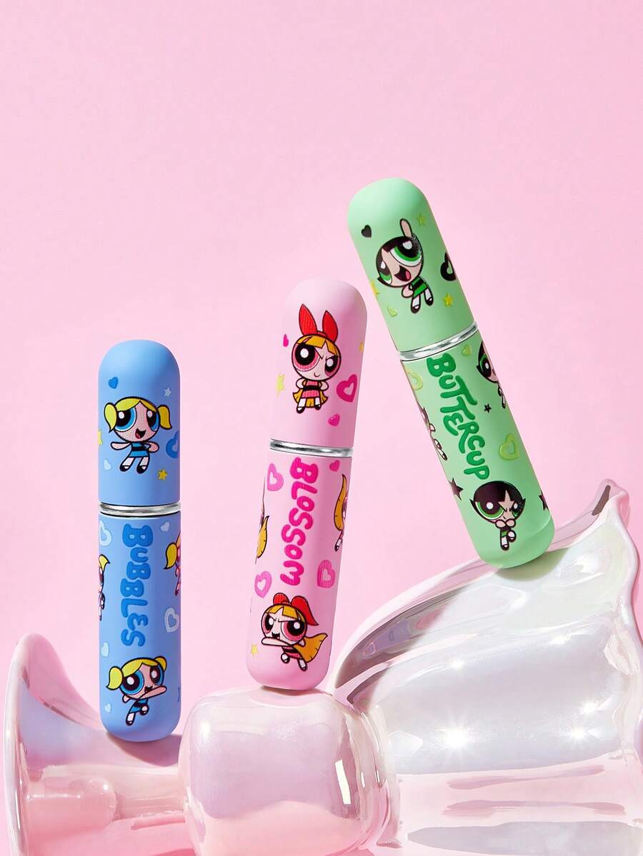 THE POWERPUFF GIRLS X SHEIN 5ml/0.2oz 可重複填充噴霧瓶,可愛卡通糖果色,附自動底部注壓泵,可重複使用香水瓶,迷你便攜化妝品瓶,透明視窗,友誼、愛心、星星、PPG、花朵、Babbles、Buttercup、Y2K風格 - 彩色 - 查看 1