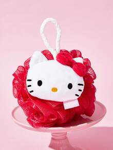 HELLO KITTY AND FRIENDS | SHEIN Cute  Bath Brushes, Bath Sponges, And Ultra-Soft Foaming Nets With Fun, Oversized Designs For Bathing, Complete With A Hanging Rope. - Red - View 4