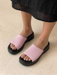 HighSole 女士时尚厚底坡跟凉鞋，适合日常穿着 - 淡紫色 - 查看 5