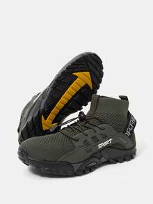 Vate Sepatu Sneakers Kasual Wanita dengan Motif Huruf yang Nyaman untuk Pemakaian Sehari-hari, Cocok untuk Natal - Hijau Tentara - View 9